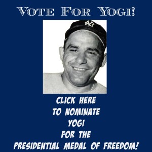 Award Yogi Berra The Presidential Medal of Freedom for his military service and civil rights and educational activism. | find out more at www.thingstodonewjersey.com | #nj #newjersey #montclair #yogiberra #famouspeople #baseball #essexcounty