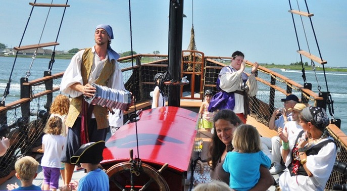 Young buccaneers set sail in search of treasure aboard the Dark Star. | nj pirate cruise | new jersey pirate cruise | pirate ship rides in nj | pirate ship rides in new jersey