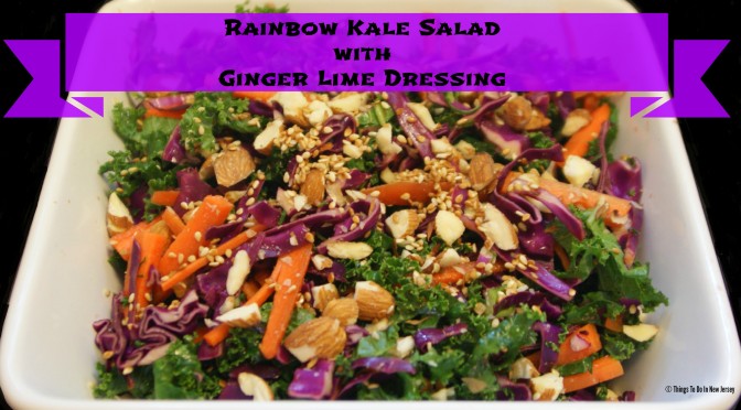 Rainbow Kale Salad with Ginger Lime Dressing | Things To Do In New Jersey | #kale #salad #cabbage #carrots #fall #recipes #slaw